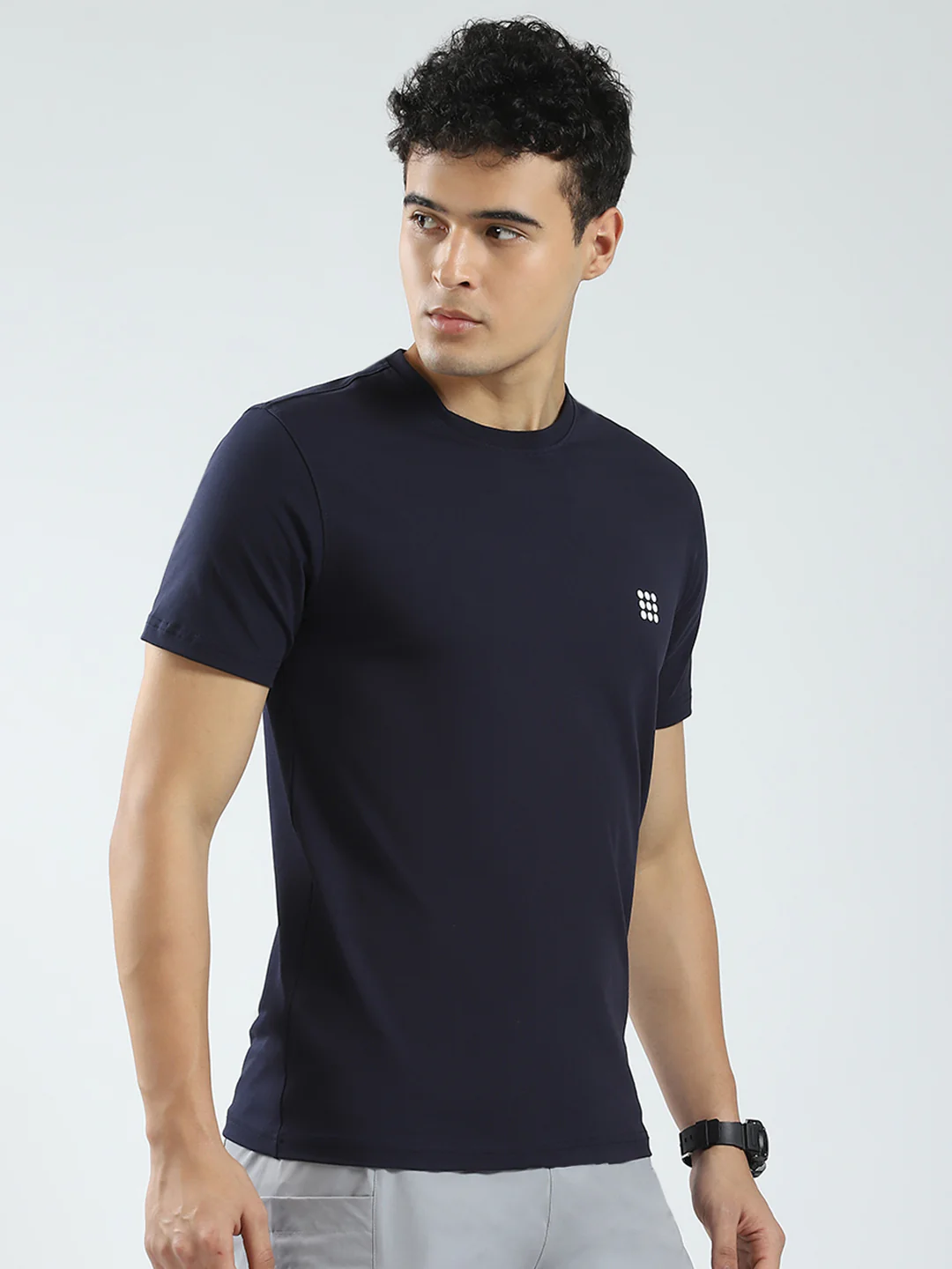 Rock.it Men Navy Blue Solid Round Neck Half Sleeve T-Shirt - Image 4