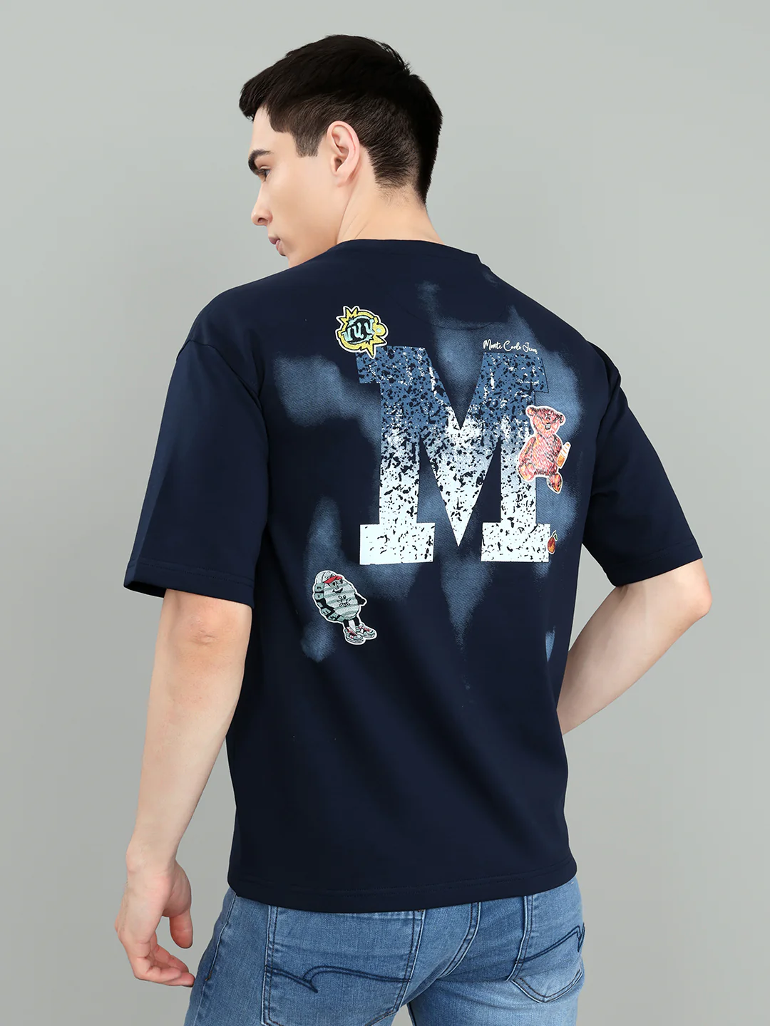 Men Navy Blue Solid Round Neck Half Sleeve T-Shirt - Image 4