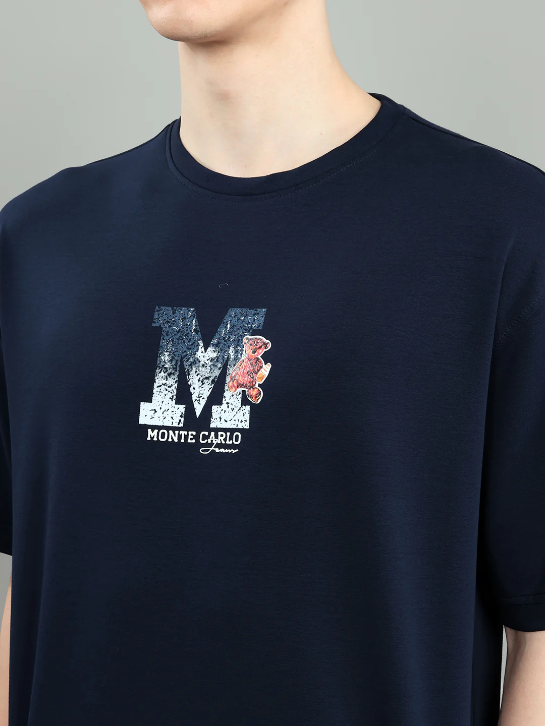 Men Navy Blue Solid Round Neck Half Sleeve T-Shirt - Image 5