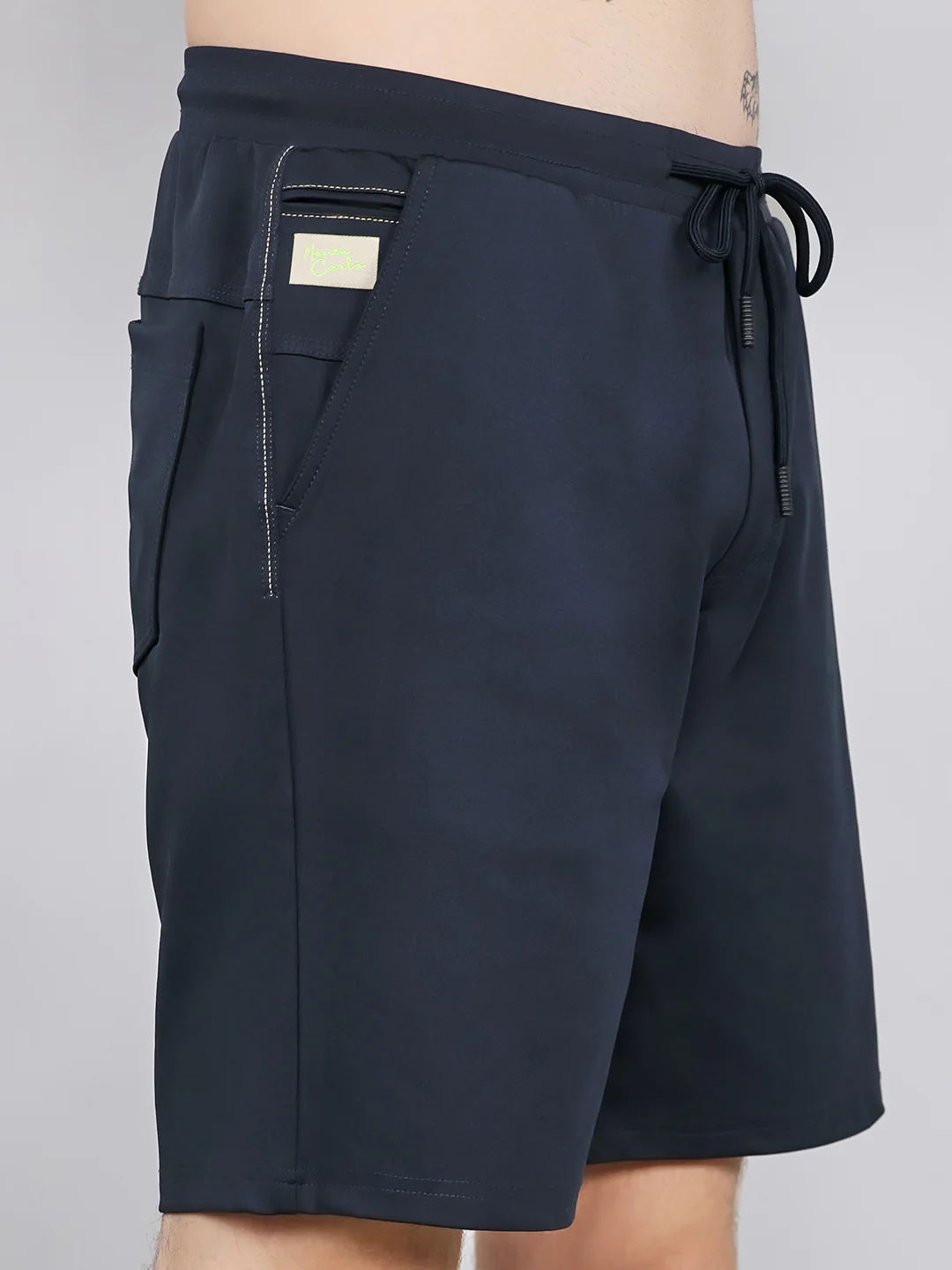Men Navy Blue Solid Smart Fit Bermuda - Image 5