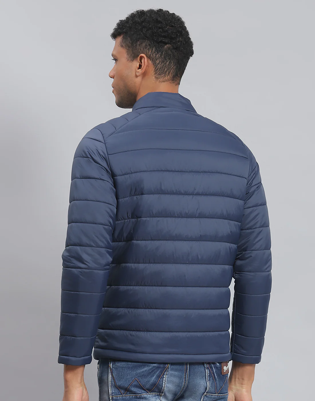 Rock.it Men Navy Blue Solid Stand Collar Full Sleeve Jacket - Image 5