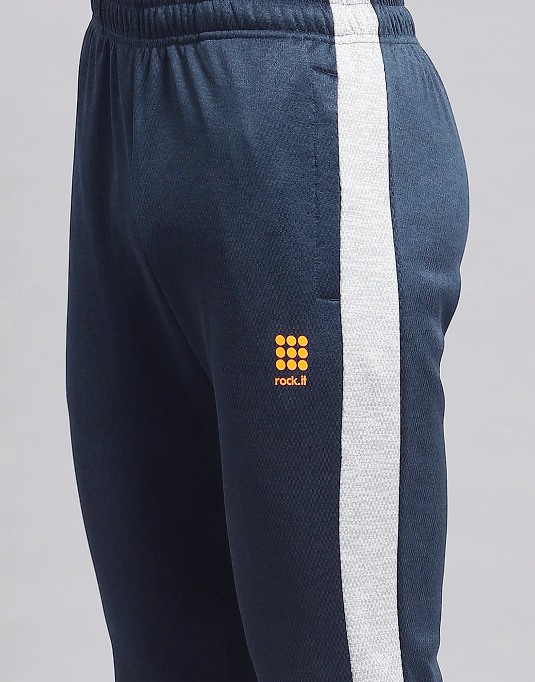 Rock.it Men Navy Blue Solid Stand Collar Full Sleeve Tracksuit - Image 8