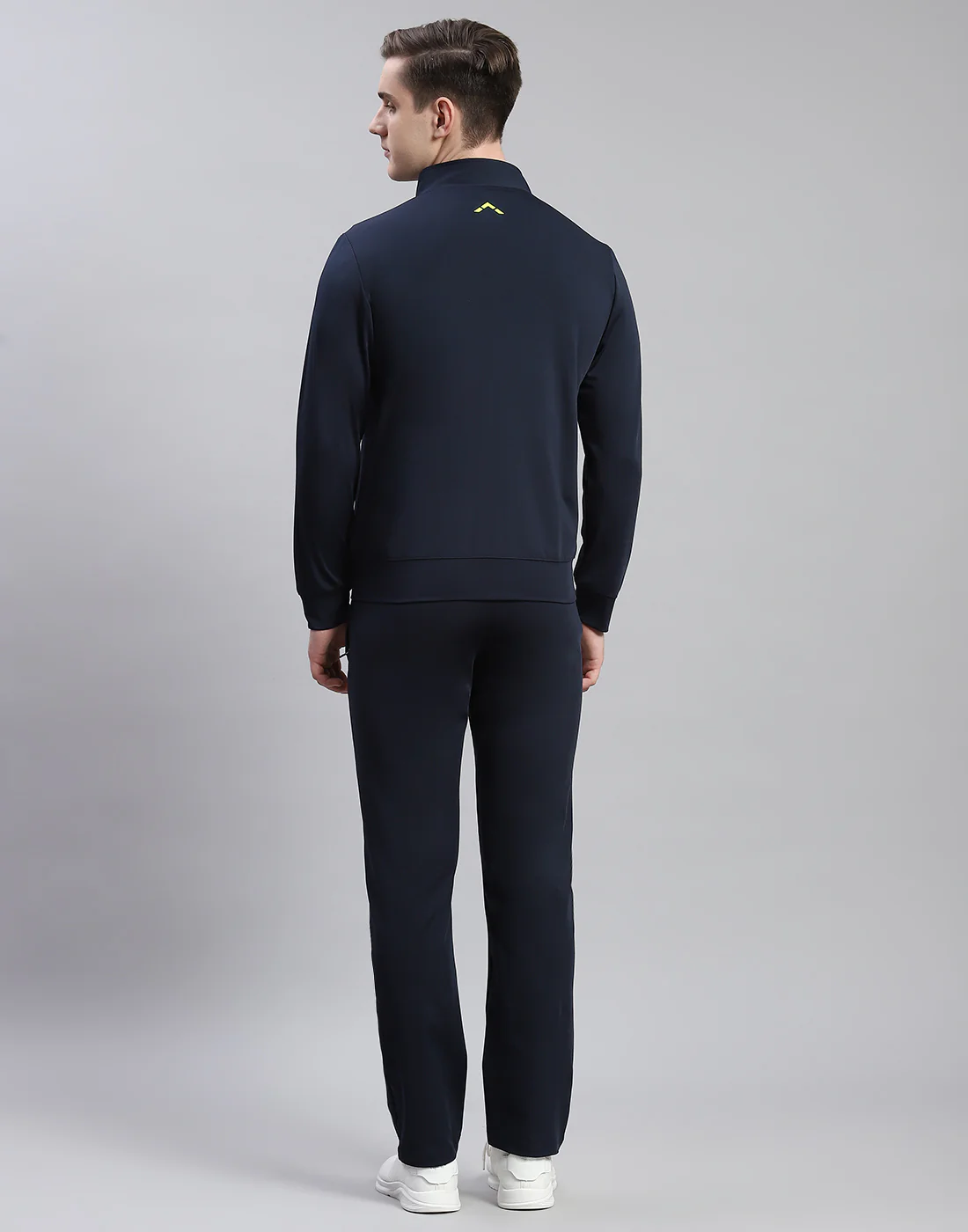 Rock.it Men Navy Blue Solid Stand Collar Full Sleeve Tracksuit - Image 5