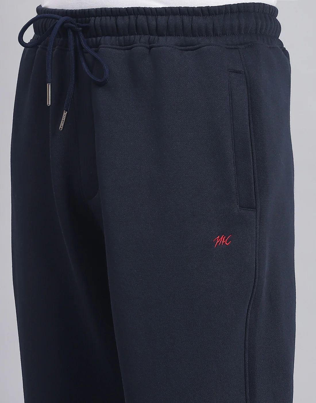 Men Navy Blue Solid Stand Collar Full Sleeve Tracksuit - Image 8