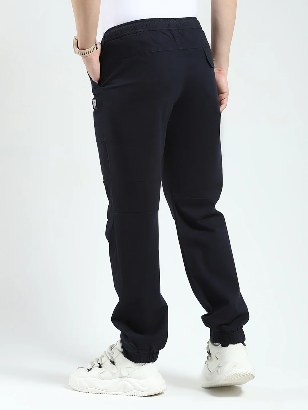 Rock.it Men Navy Blue Solid Straight Fit Cargo - Image 5