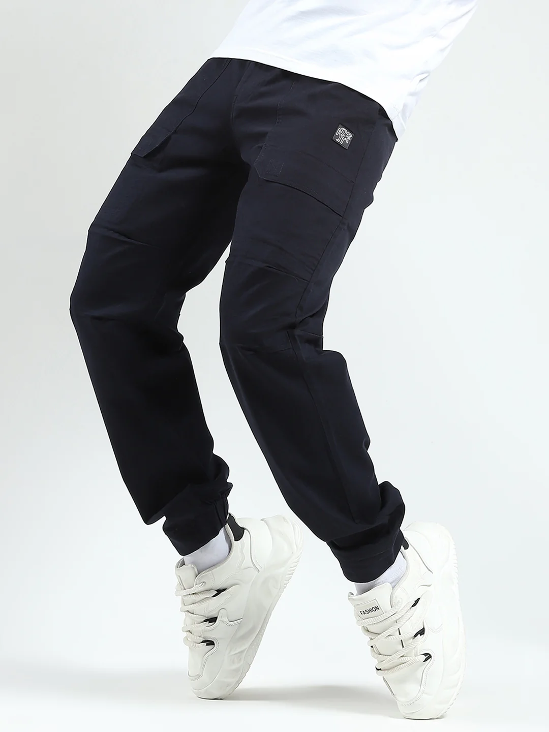 Rock.it Men Navy Blue Solid Straight Fit Cargo - Image 6