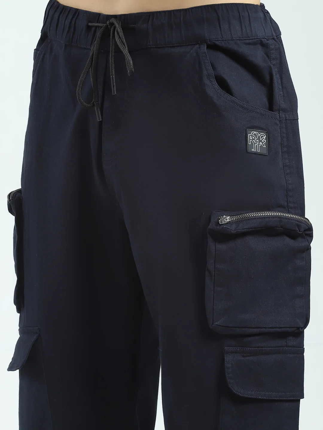 Rock.it Men Navy Blue Solid Straight Fit Cargo - Image 6