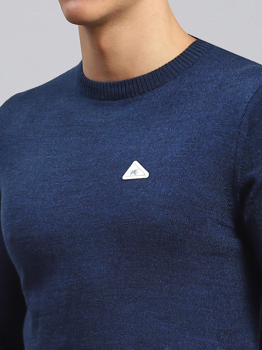 Men Navy Blue Solid Wool blend Pullover - Image 6