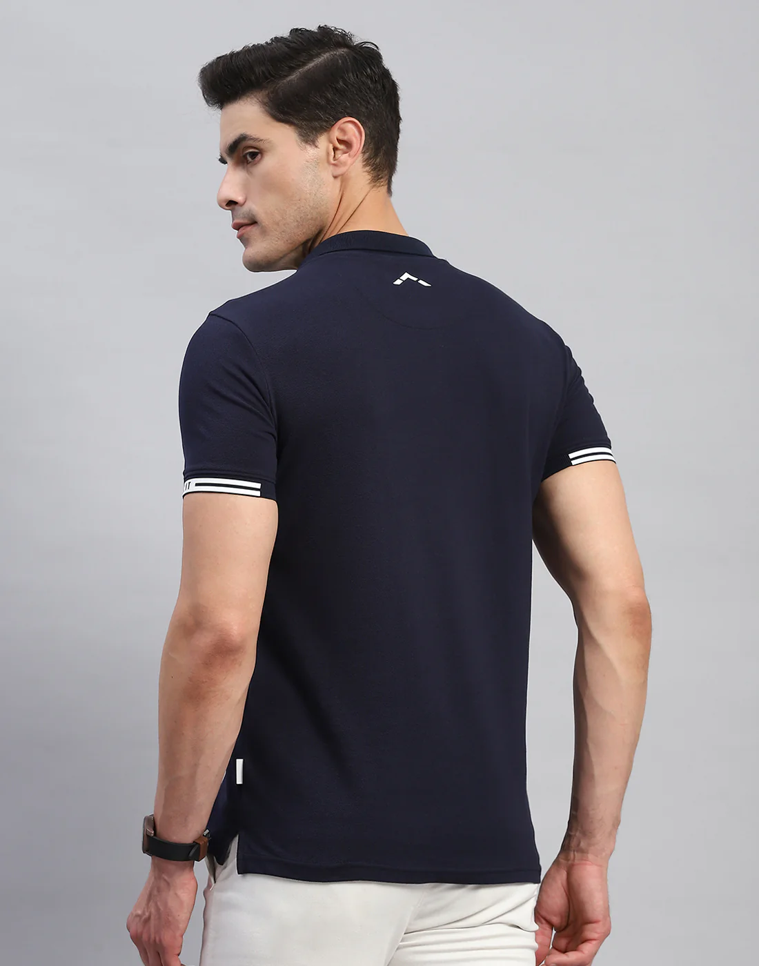 Rock.it Men Navy Blue Stripe Collar Half Sleeve T-Shirt - Image 5