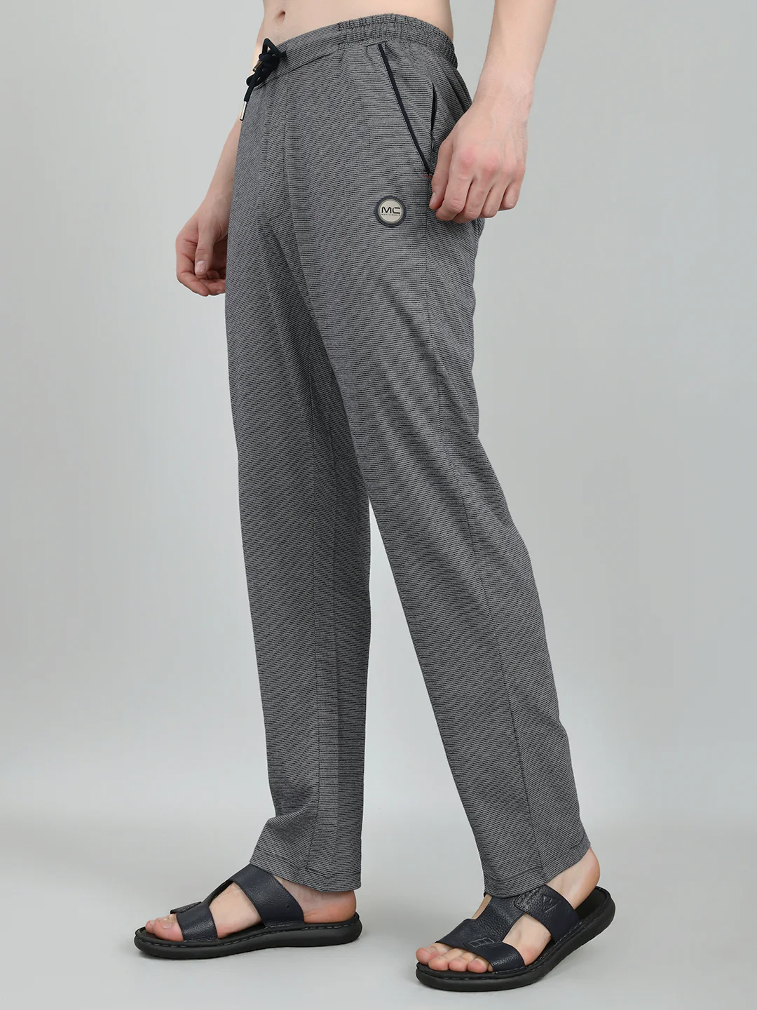 Men Navy Blue Stripe Regular Fit Lower - Image 2