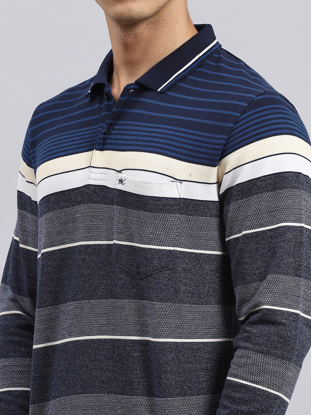 Men Navy Blue Stripe T-Shirt - Image 6