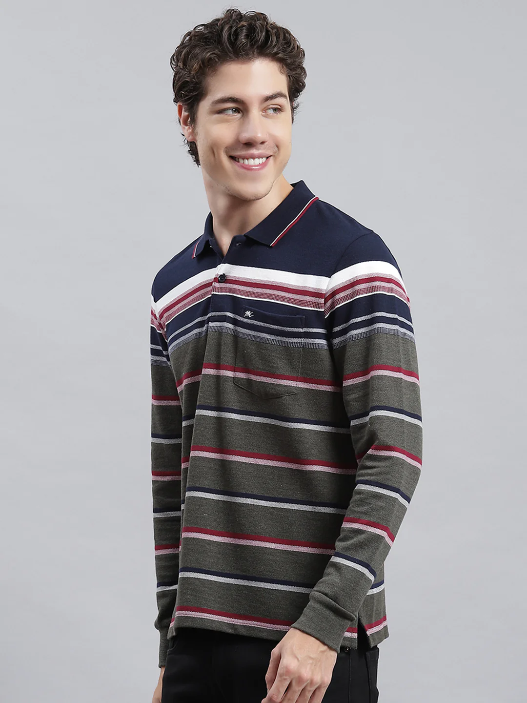 Men Navy Blue Stripe T-Shirt - Image 4