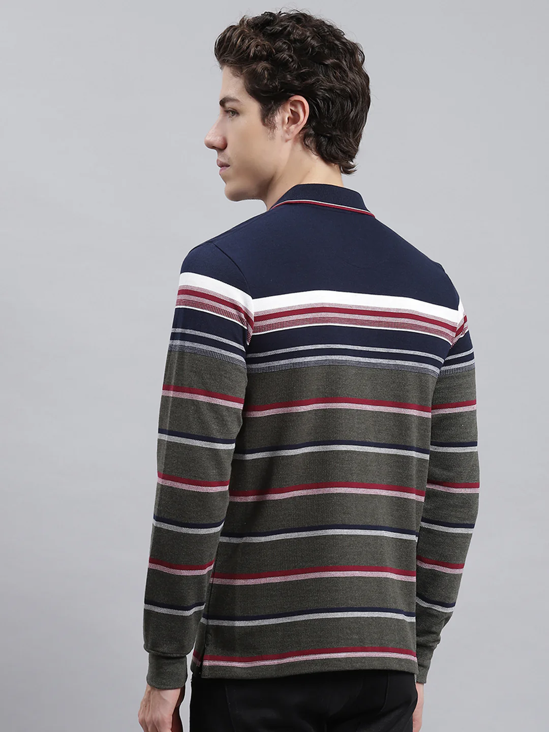 Men Navy Blue Stripe T-Shirt - Image 5