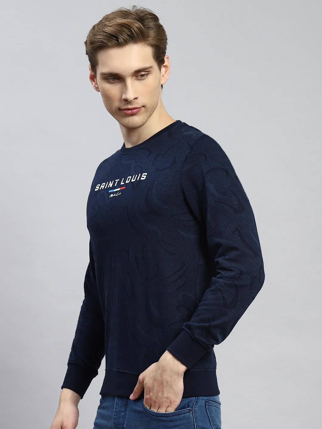 Men Navy Blue Stripe T-Shirt - Image 4