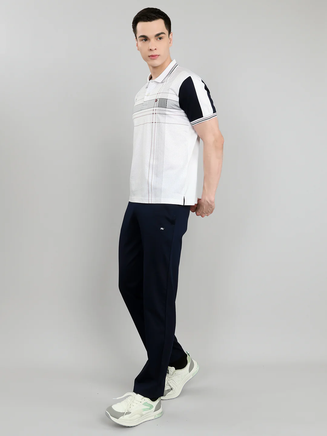 Men Navy Blue & White Self Design Collar Half Sleeve 3 Pc Combo Set - Image 7