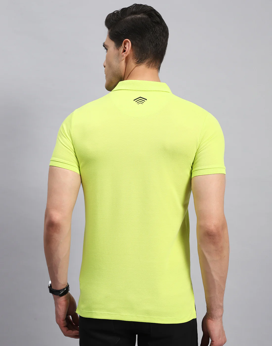 Rock.it Men Neon Green Solid Collar Half Sleeve T-Shirt - Image 5