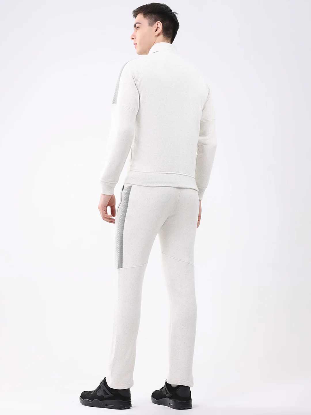 Men Off White Printed Collar Full Sleeve Winter Tracksuit - Image 5
