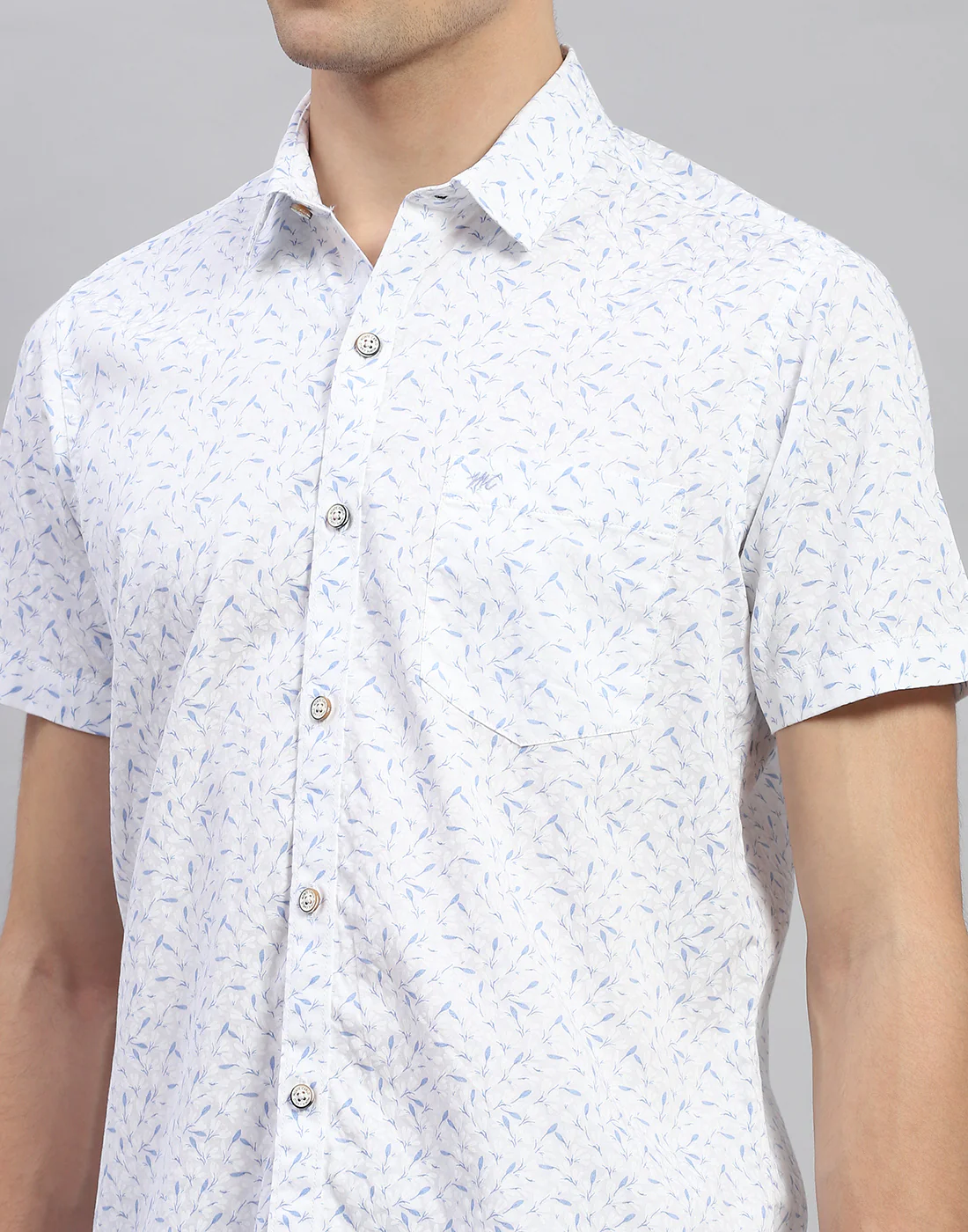 Men Off White Printed Collar Neck Half Sleeve Shirt - Image 7