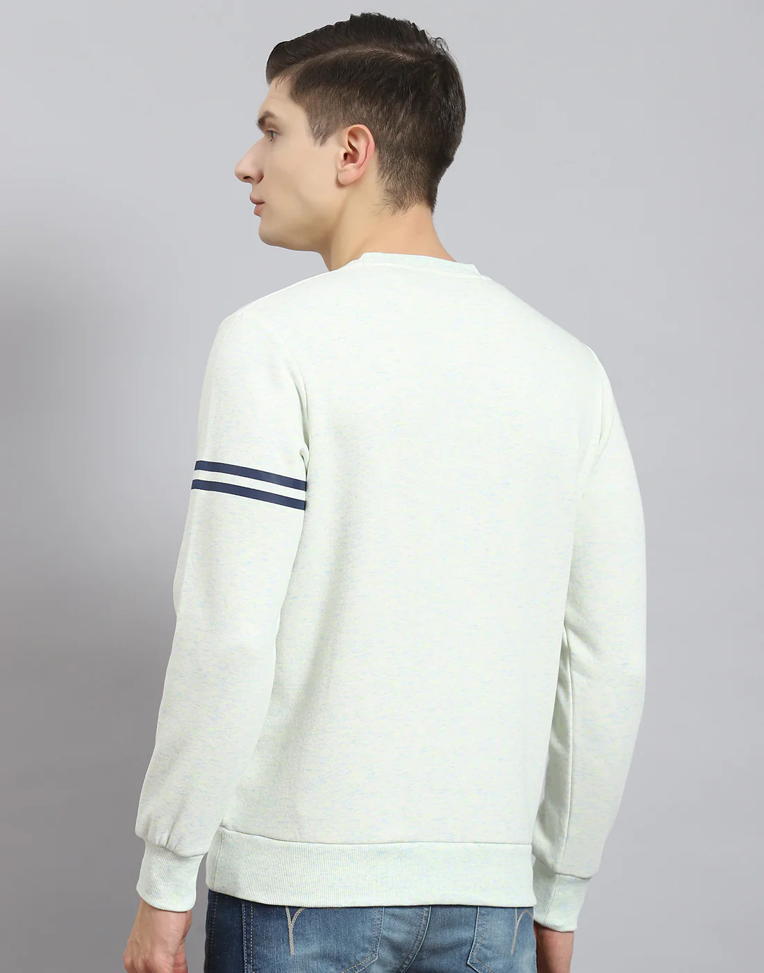 Men Off White Printed Round Neck Full Sleeve Sweatshirt - Image 6