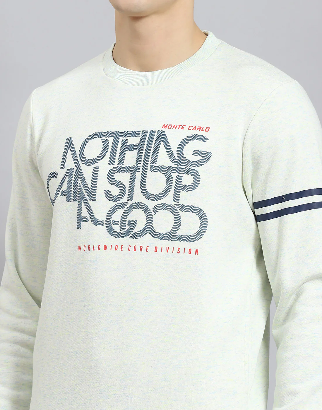 Men Off White Printed Round Neck Full Sleeve Sweatshirt - Image 7