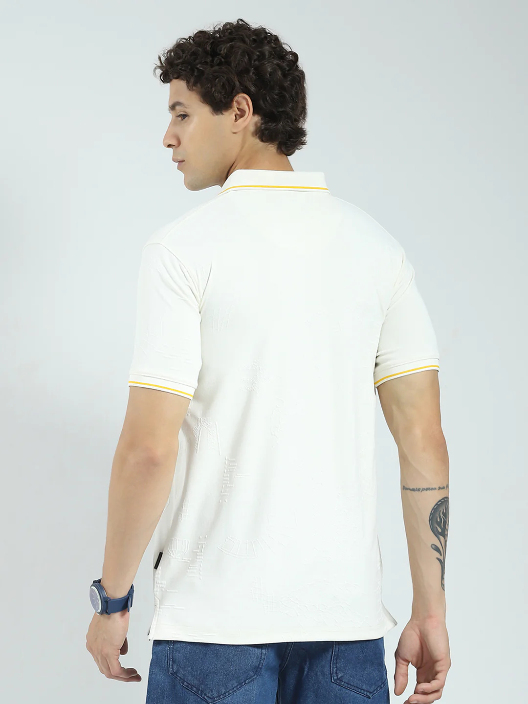 Rock.it Men Off White Solid Collar Half Sleeve T-Shirt - Image 5