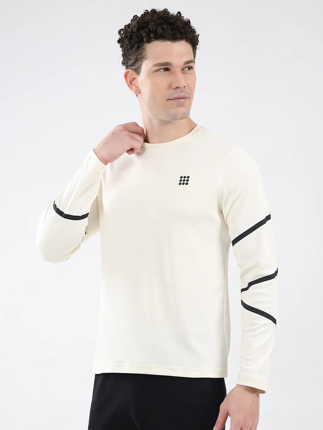 Rock.it Men Off White Solid Round Neck Full Sleeve Winter T-Shirt - Image 3