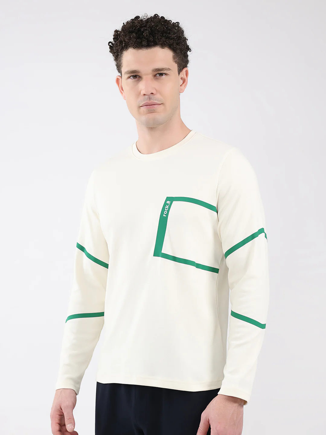 Rock.it Men Off White Solid Round Neck Full Sleeve Winter T-Shirt - Image 3