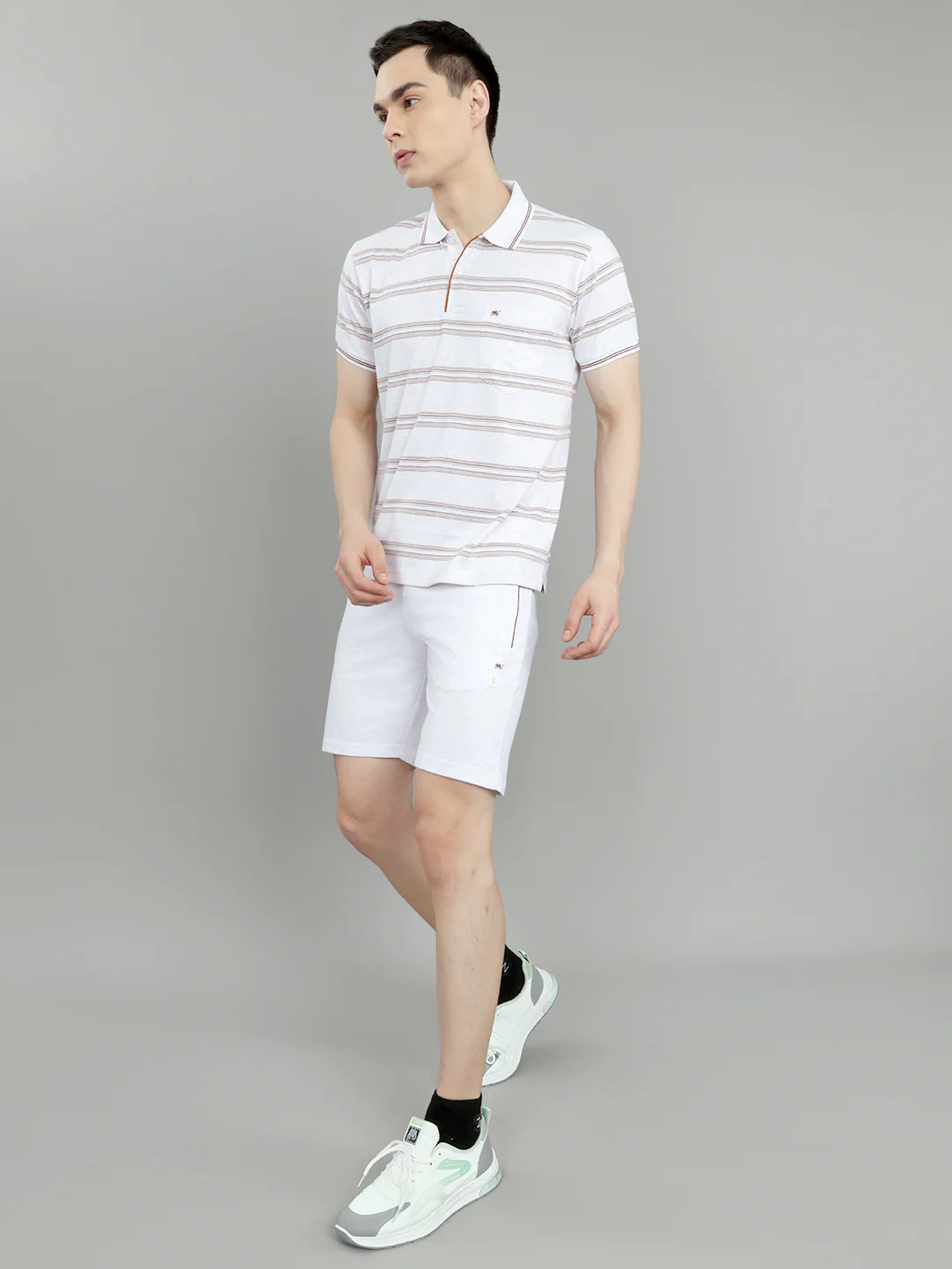 Men Off White Stripe Round Neck Half Sleeve 3 Pc Combo Set - Image 9