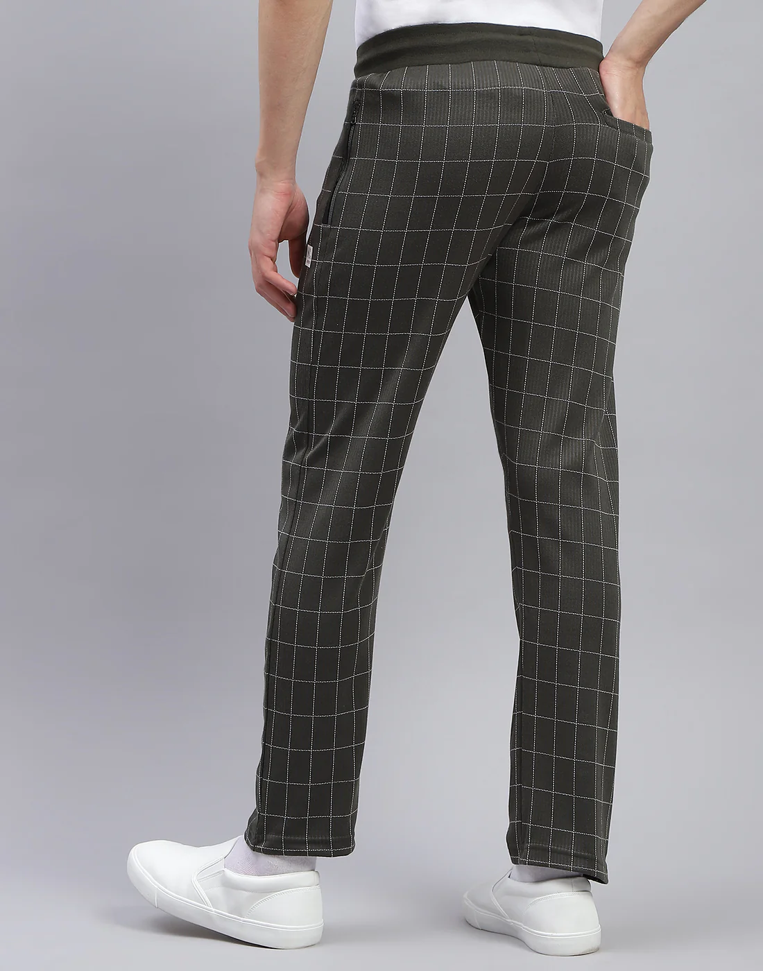 Men Olive Check Regular Fit Lower - Image 5