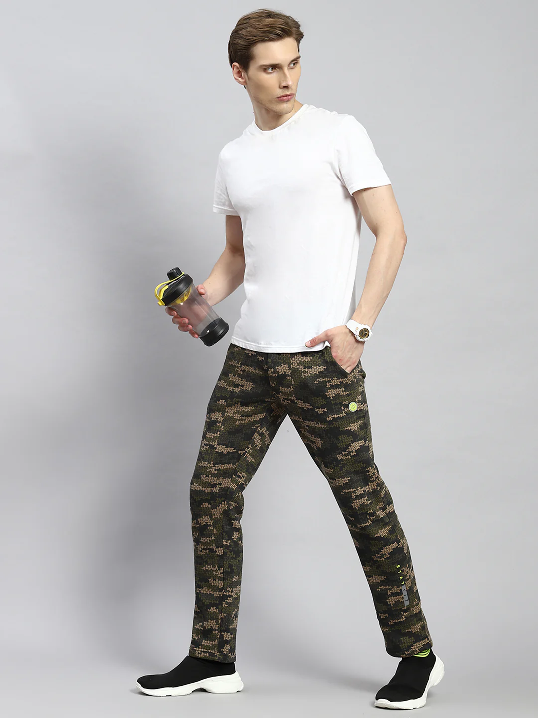 Men Olive Jaquard Winter Lower
