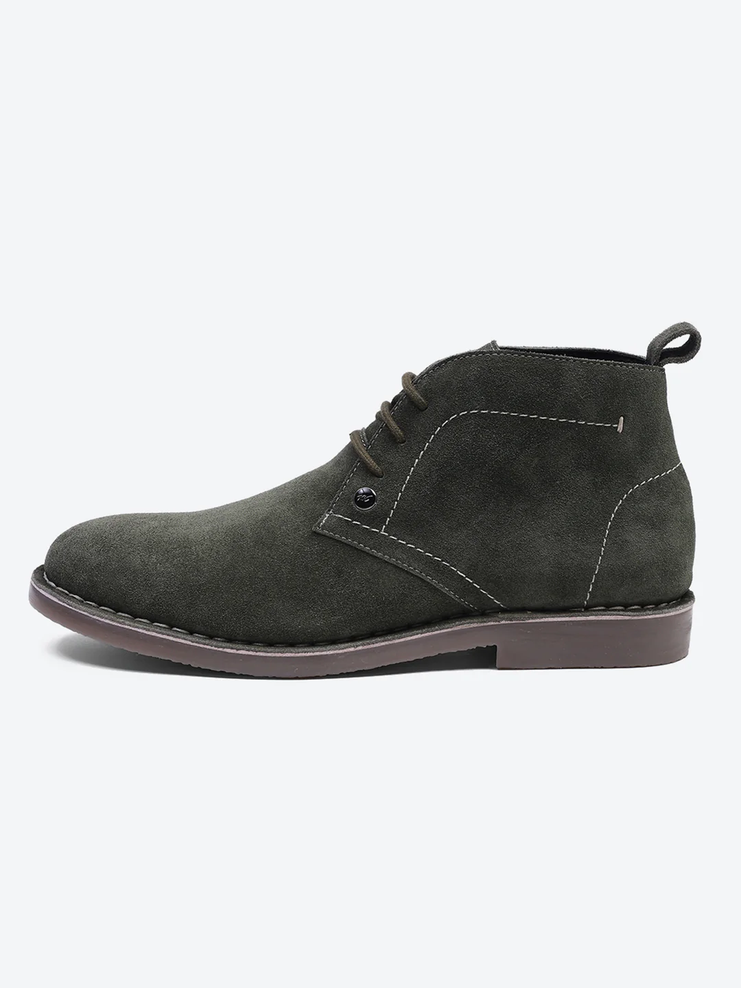 Men Olive Lace Up Genuine Leather Chukka Boots - Image 4