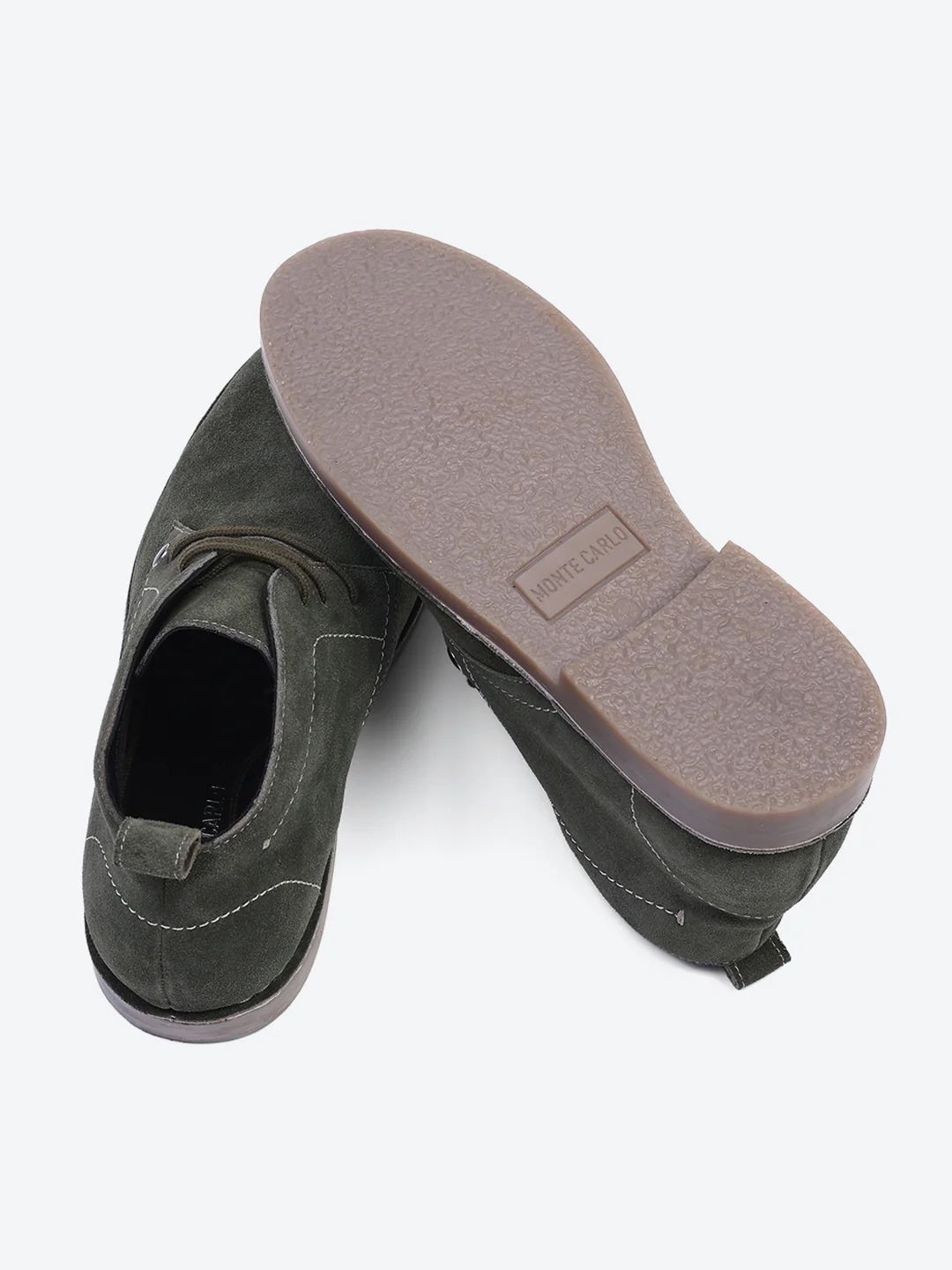 Men Olive Lace Up Genuine Leather Chukka Boots - Image 8