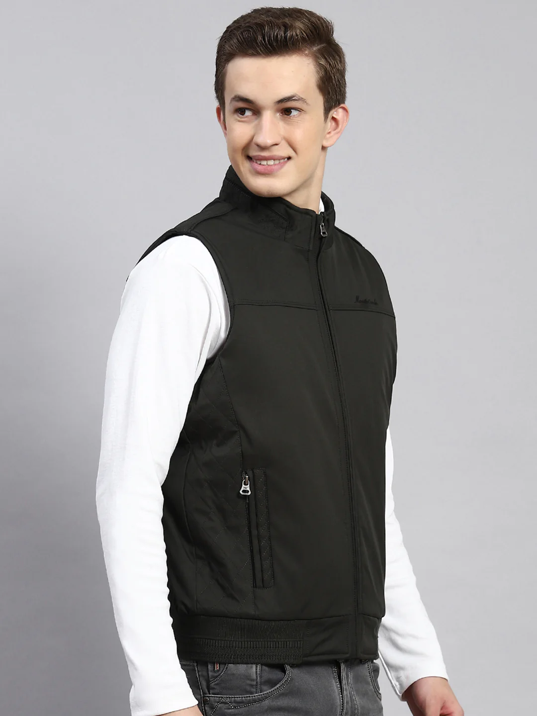 Men Olive Plain Jacket - Image 3