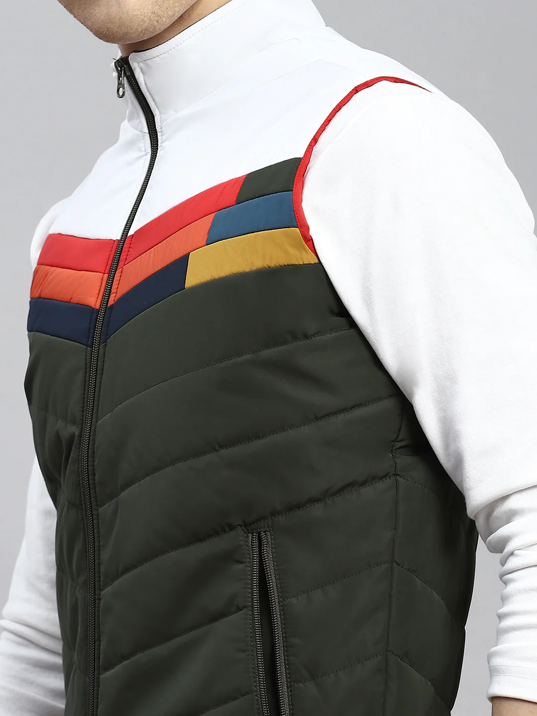 Men Olive Plain Jacket - Image 6