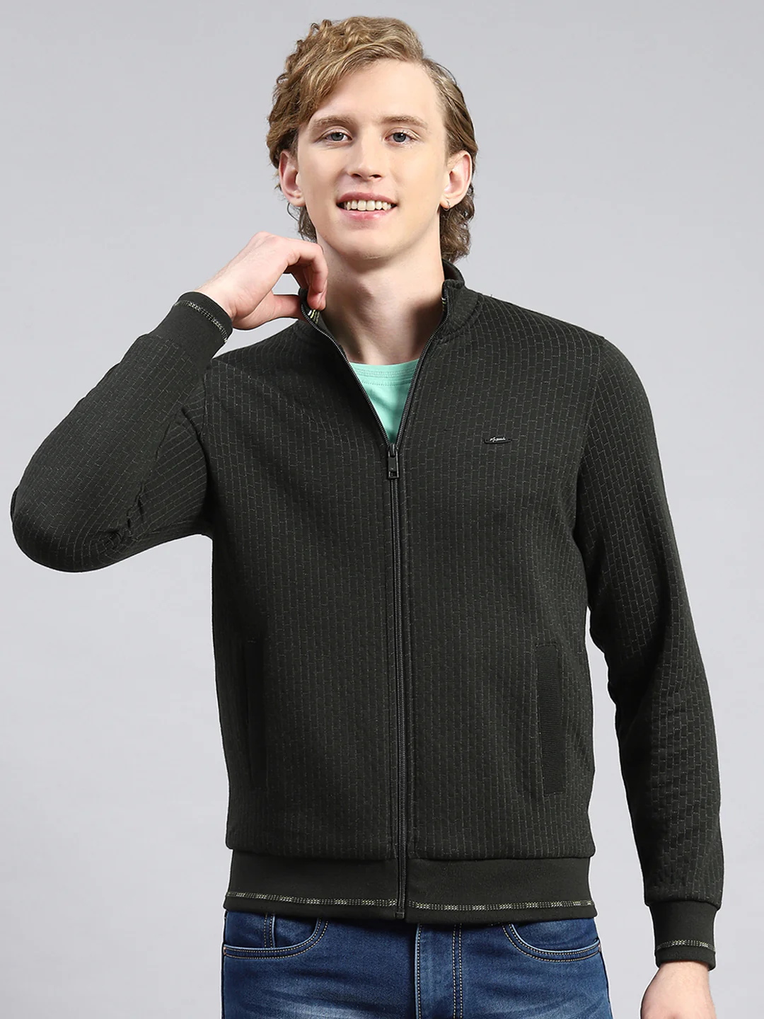 Men Olive Plain Sweatshirt - Image 2