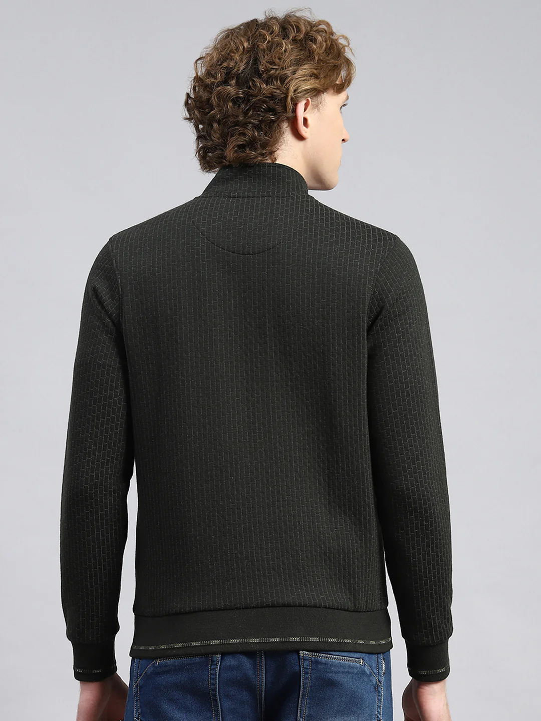 Men Olive Plain Sweatshirt - Image 5