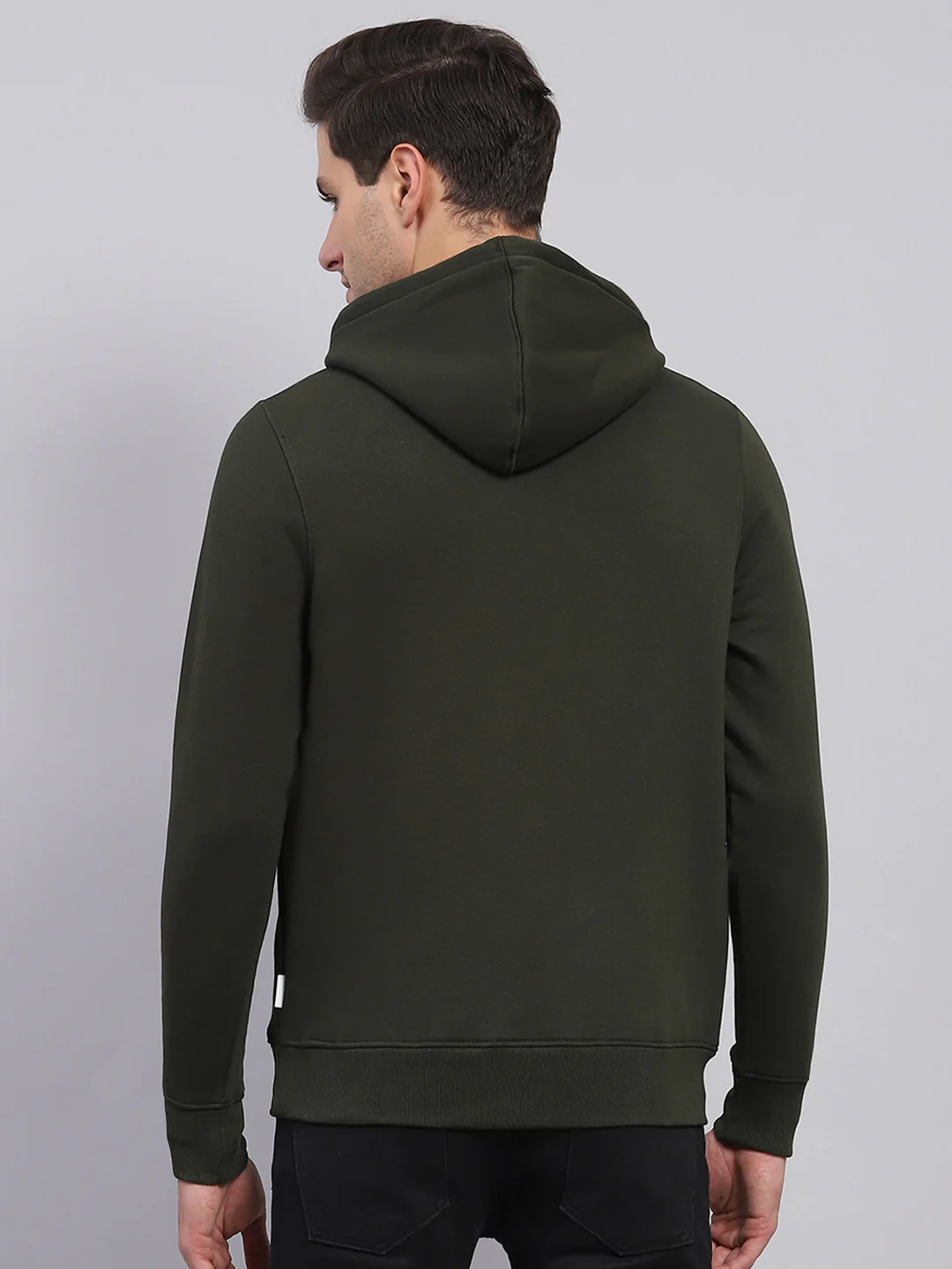 Rock.it Men Olive Printed Hooded Full Sleeve Sweatshirt - Image 5