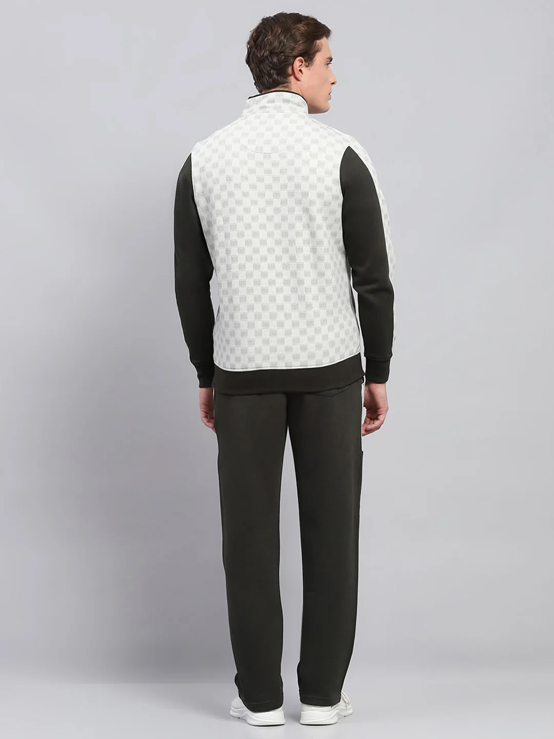 Men Olive Printed Mock Neck Full Sleeve Winter Tracksuit - Image 5