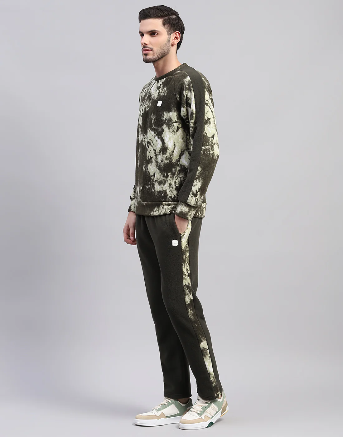 Rock.it Men Olive Printed Round Neck Full Sleeve Tracksuit - Image 3