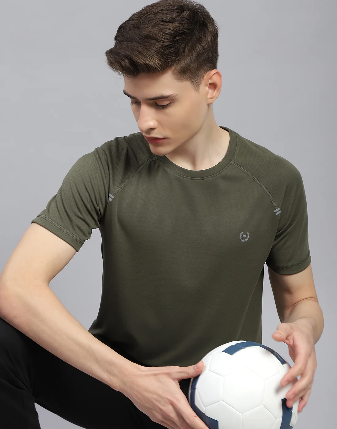 Men Olive Printed Round Neck Half Sleeve T-Shirt - Image 6