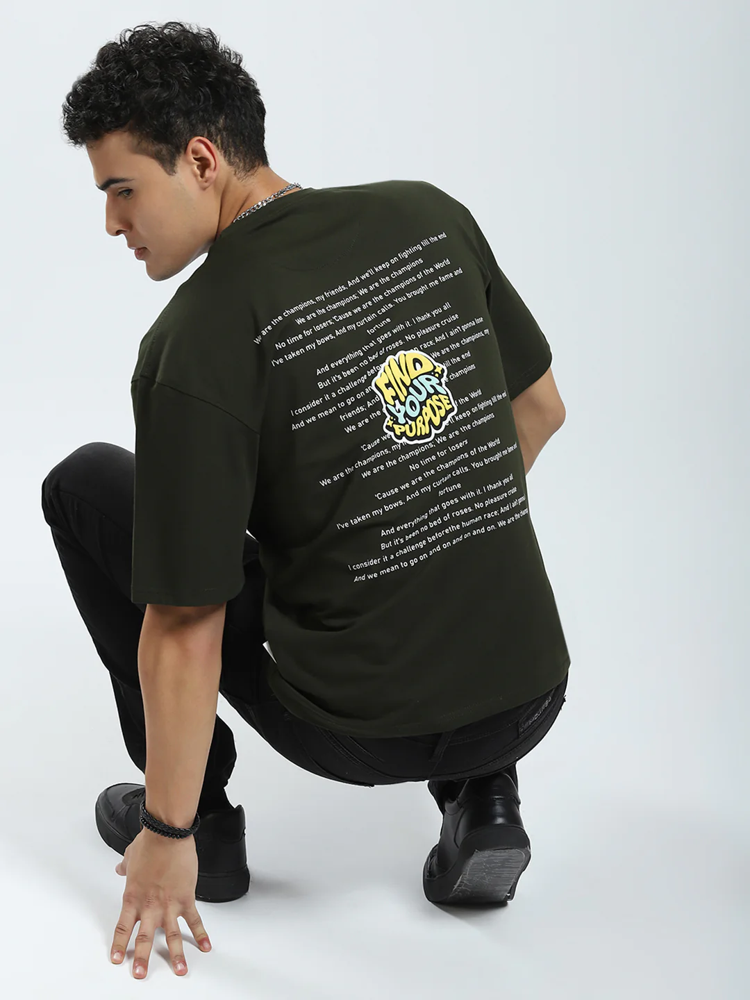 Rock.it Men Olive Printed Round Neck Half Sleeve T-Shirt - Image 6