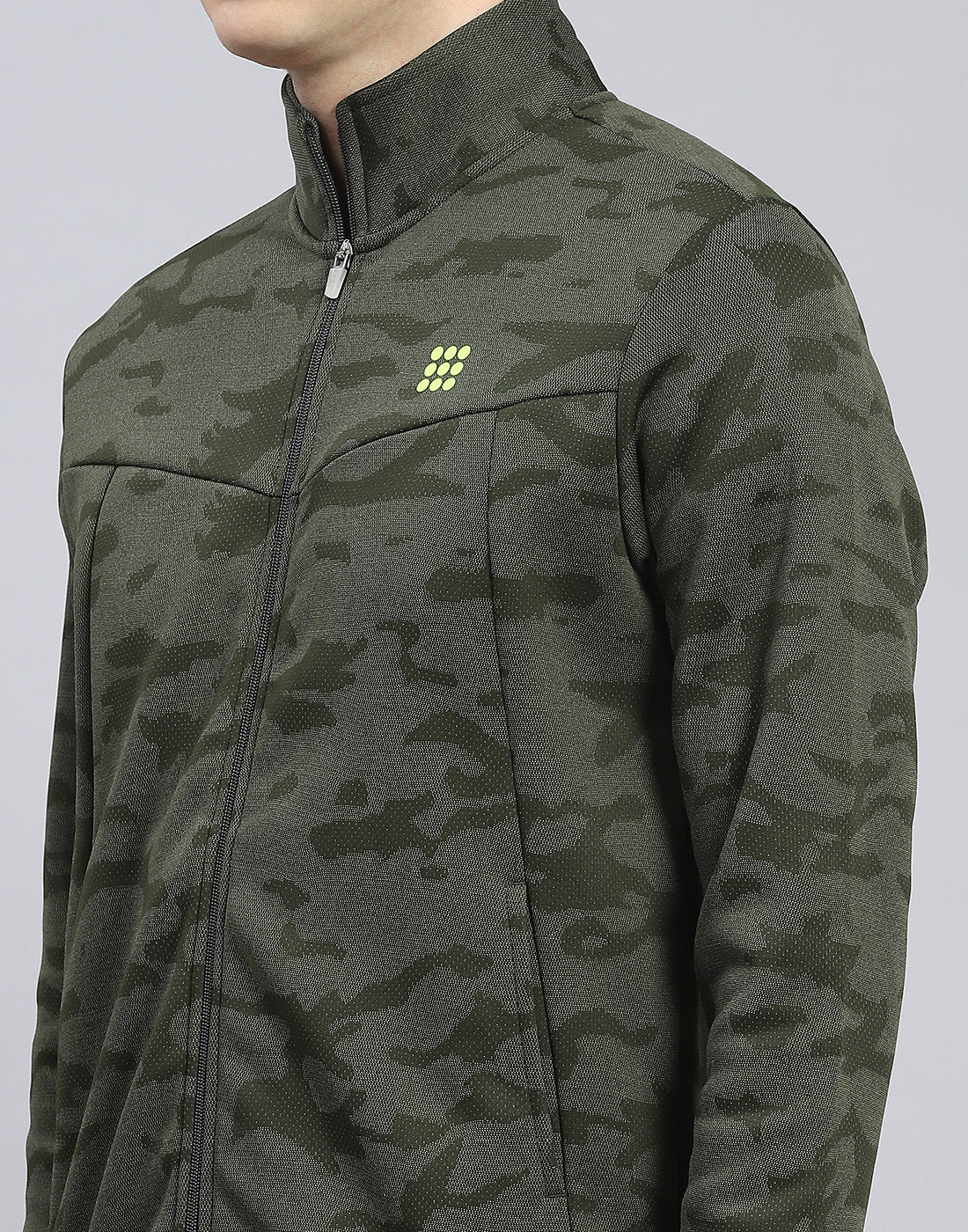 Rock.it Men Olive Printed Stand Collar Full Sleeve Sweatshirt - Image 6