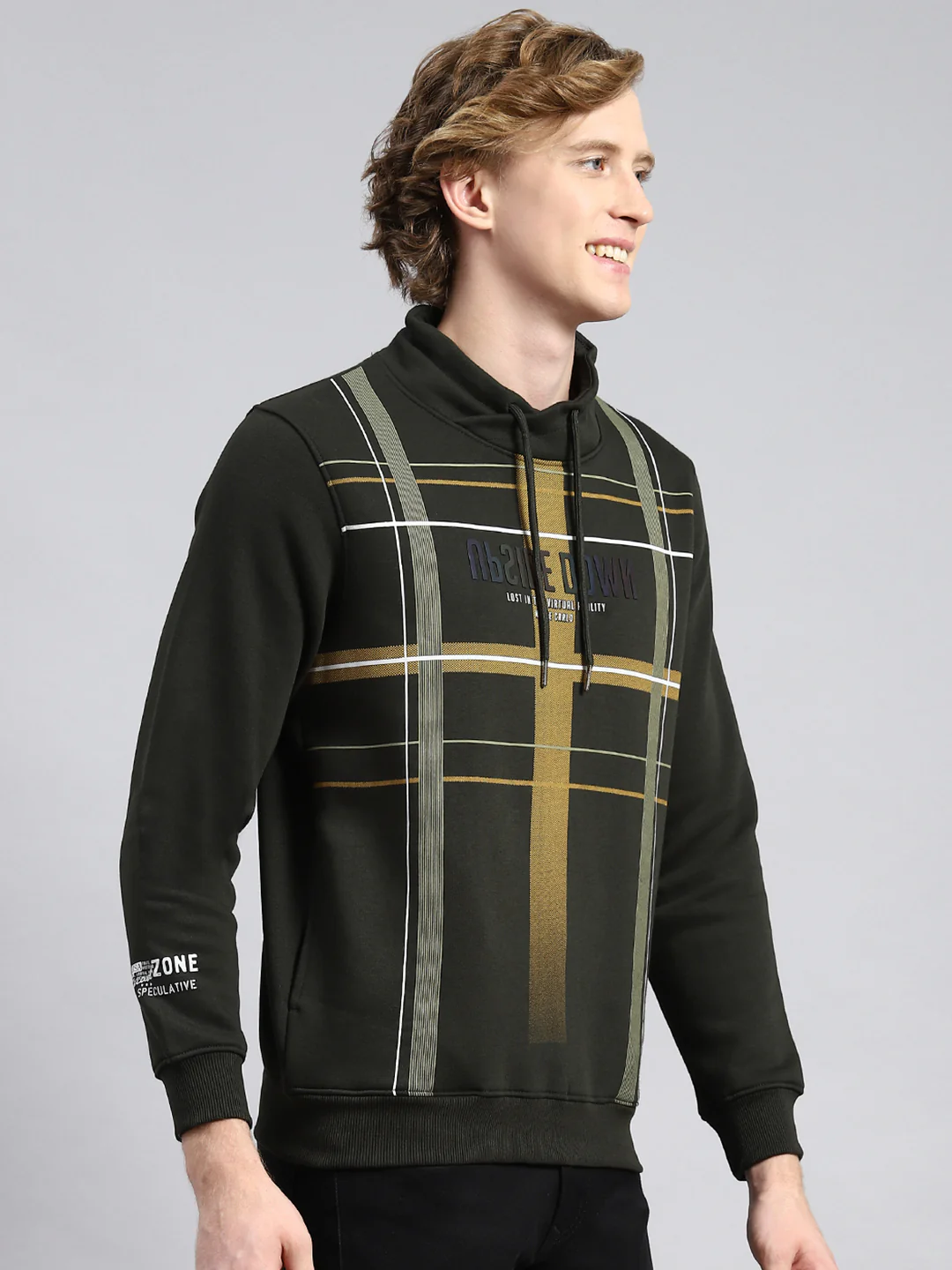 Men Olive Printed Sweatshirt - Image 3