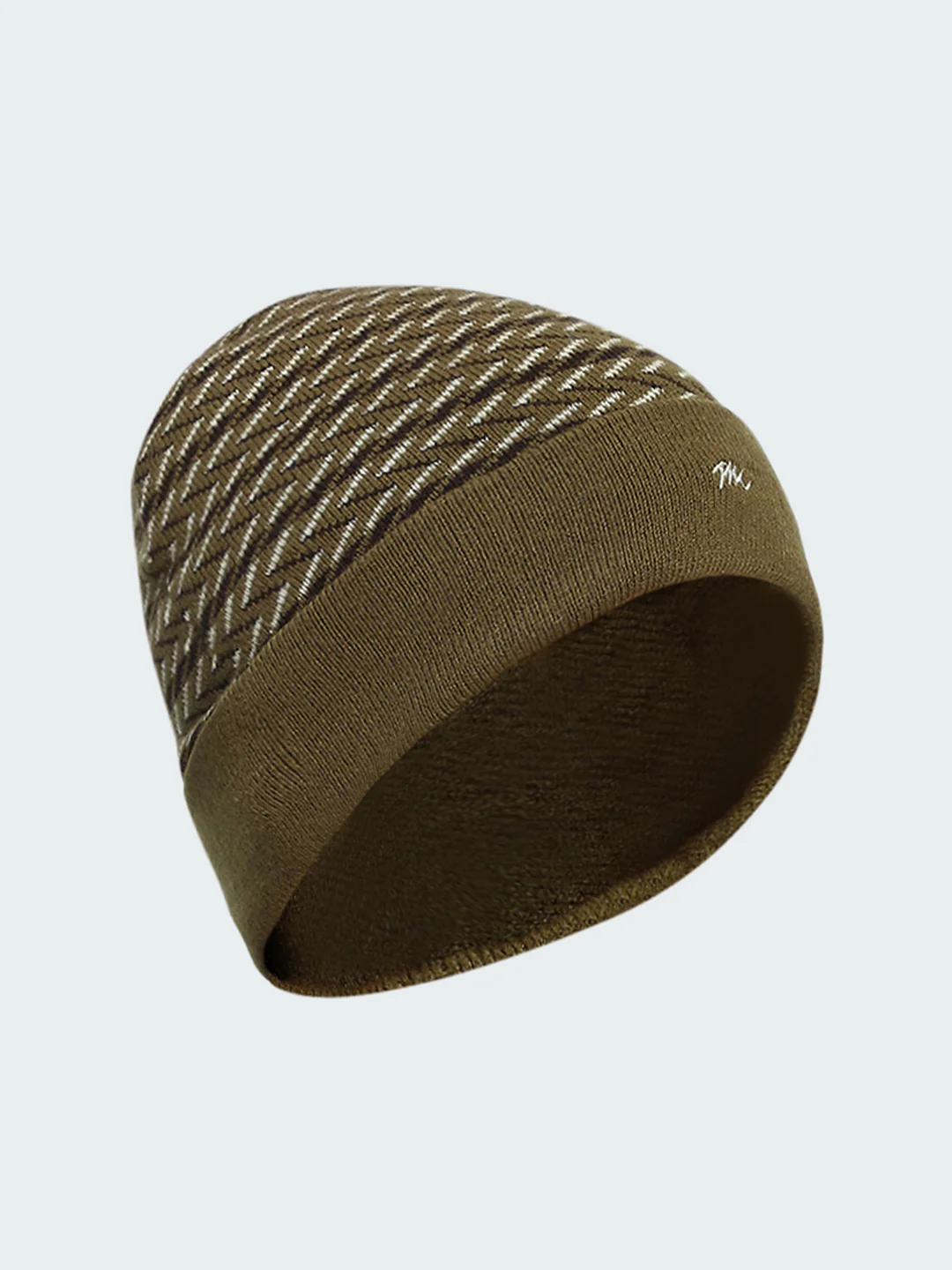 Men Olive Self Design Cap - Image 2