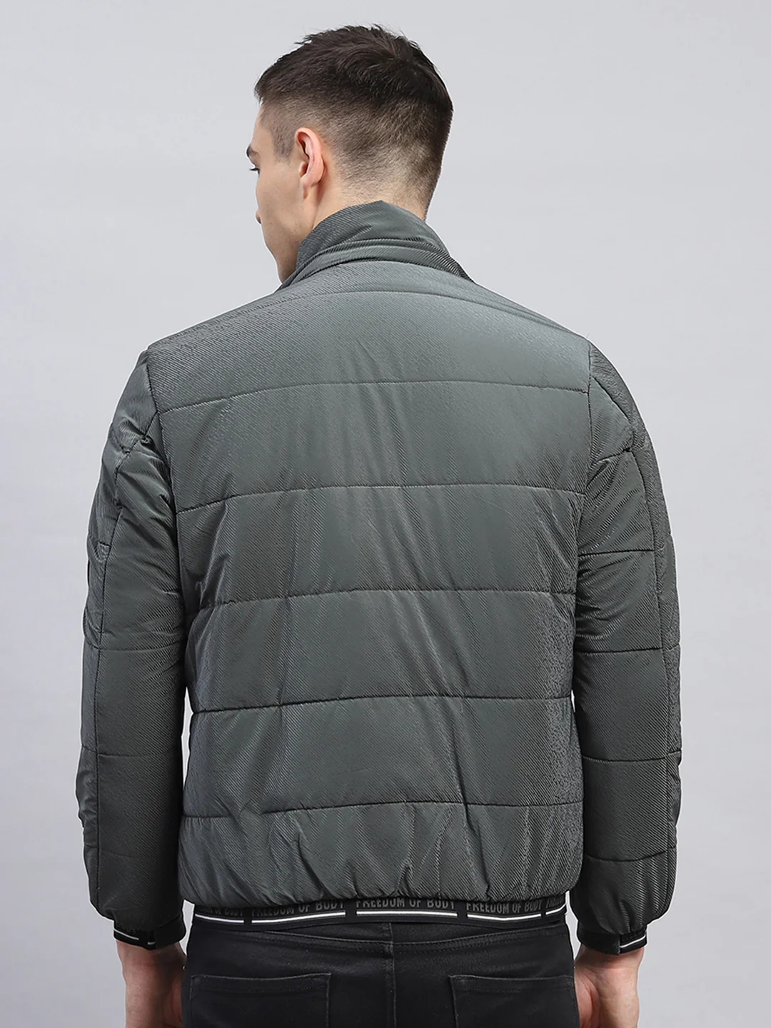Men Olive Self Design Detachable Hood Full Sleeve Jacket - Image 5
