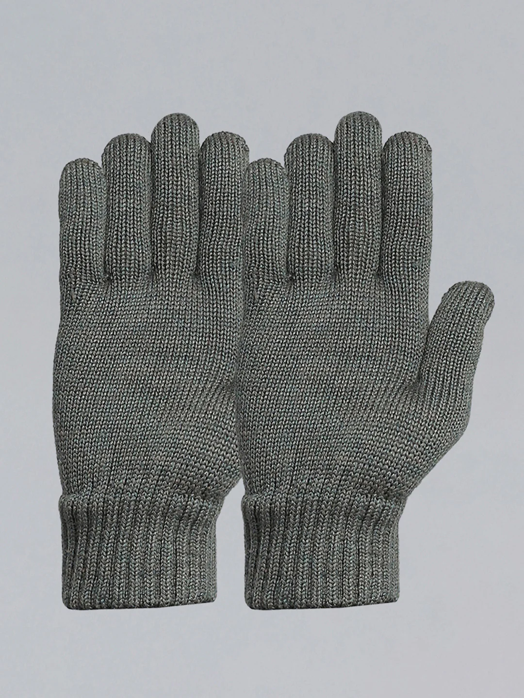 Men Olive Self Design Gloves - Image 3