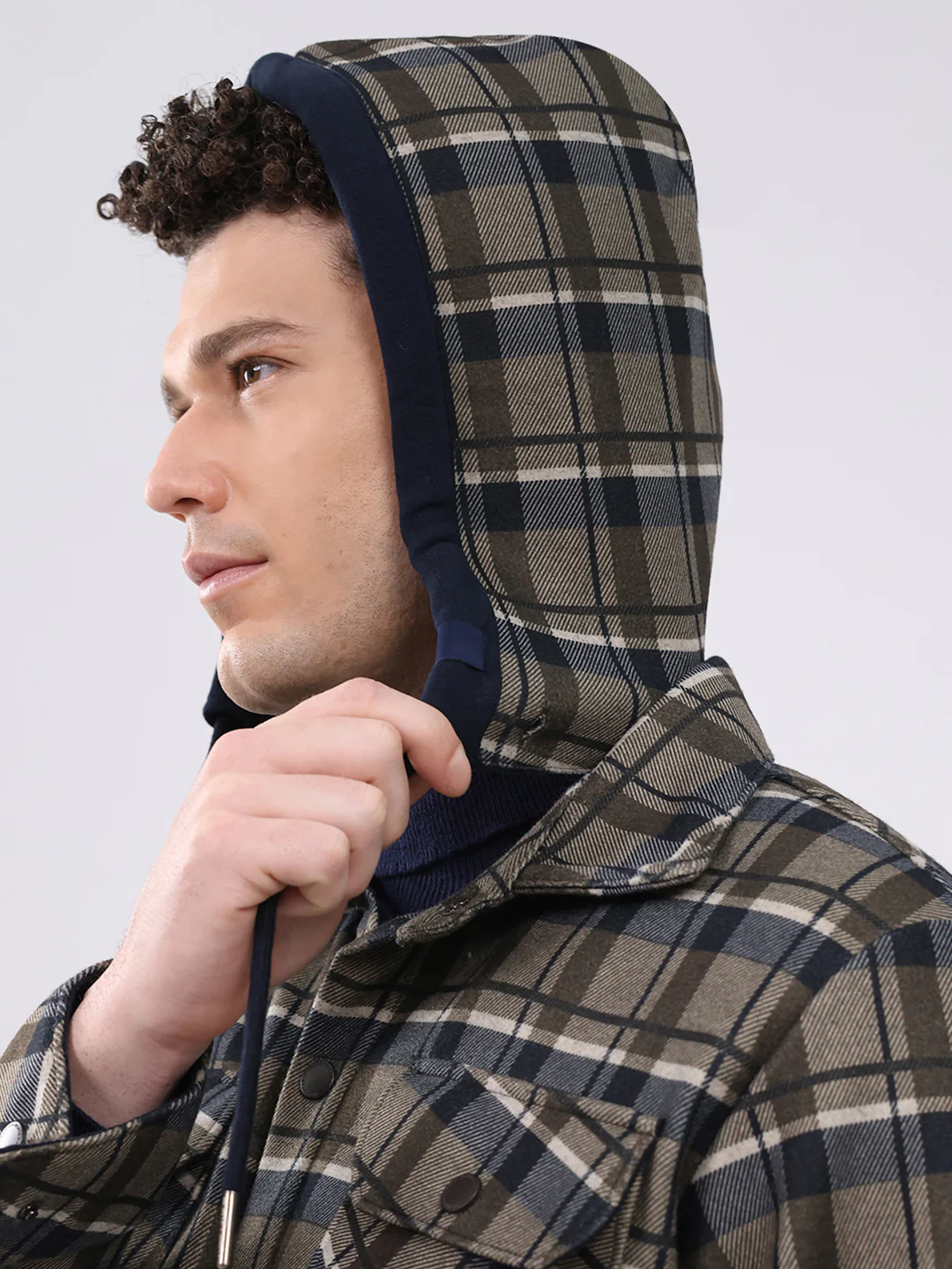 Men Olive Self Design Hooded Full Sleeve Sweatshirt - Image 6