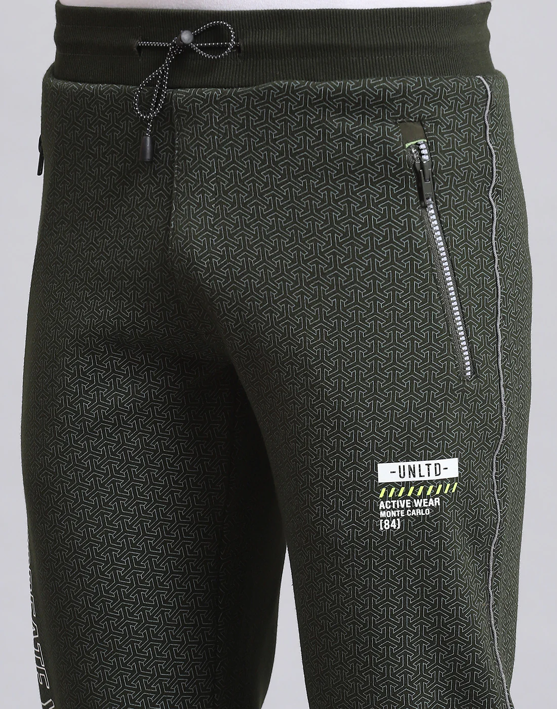 Men Olive Self Design Regular Fit Winter Lower - Image 7