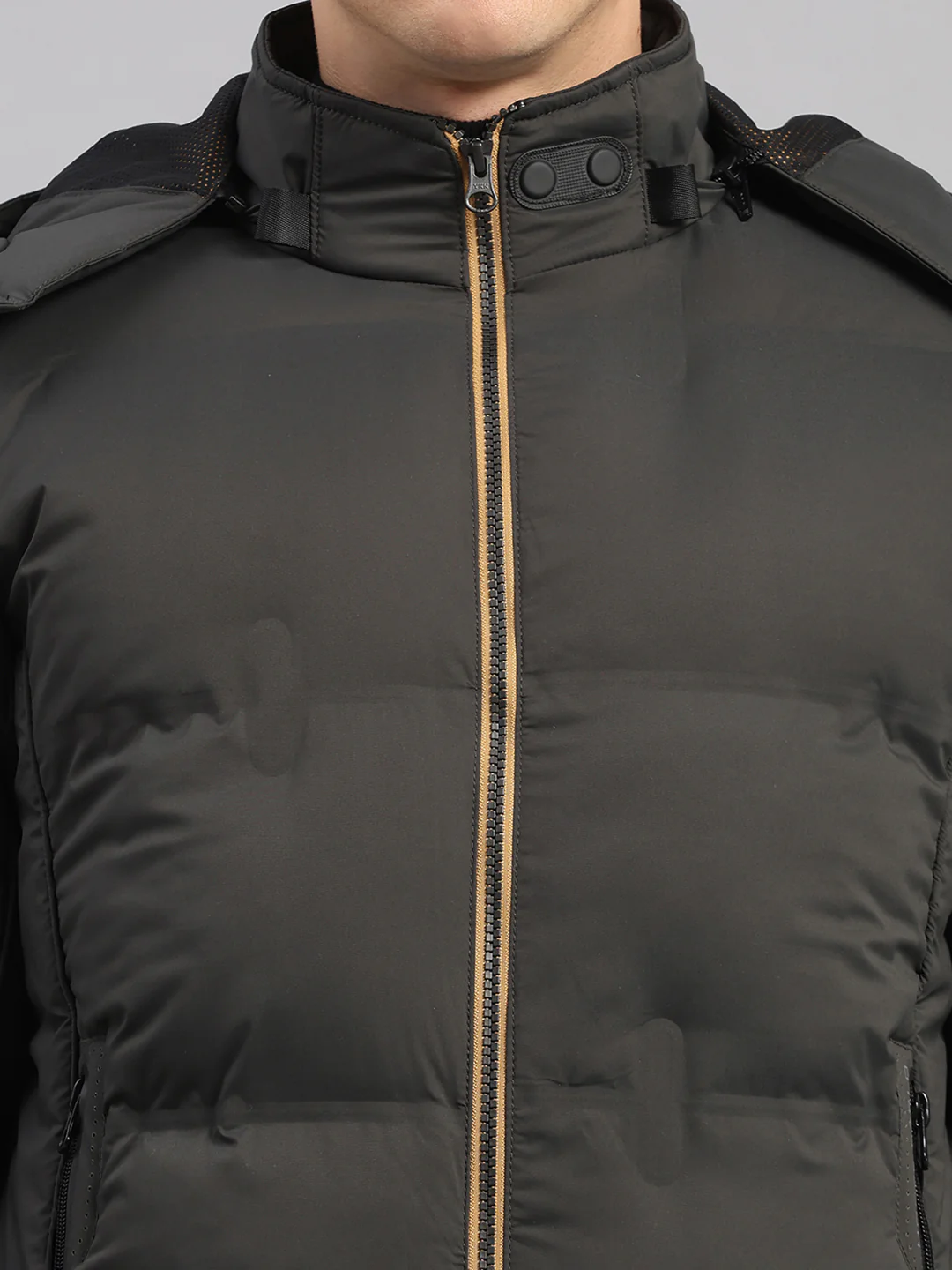 Men Olive Smart Hooded Jacket with Integrated Magnetic Earphones - Image 6