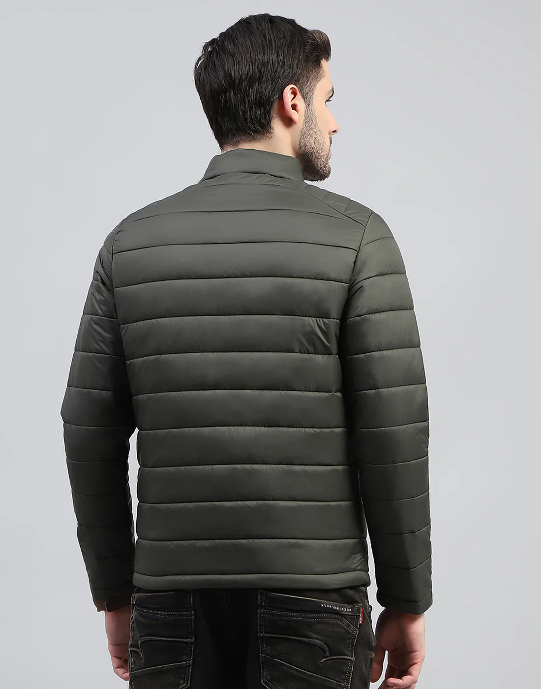 Rock.it Men Olive Solid Band Collar Full Sleeve Jacket - Image 7